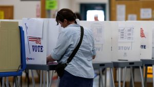 A Maine resident casts their ballot at a polling station during a primary election June 9, 2026, in Belfast, Maine. (Photo by CJ Gunther/Getty Images)