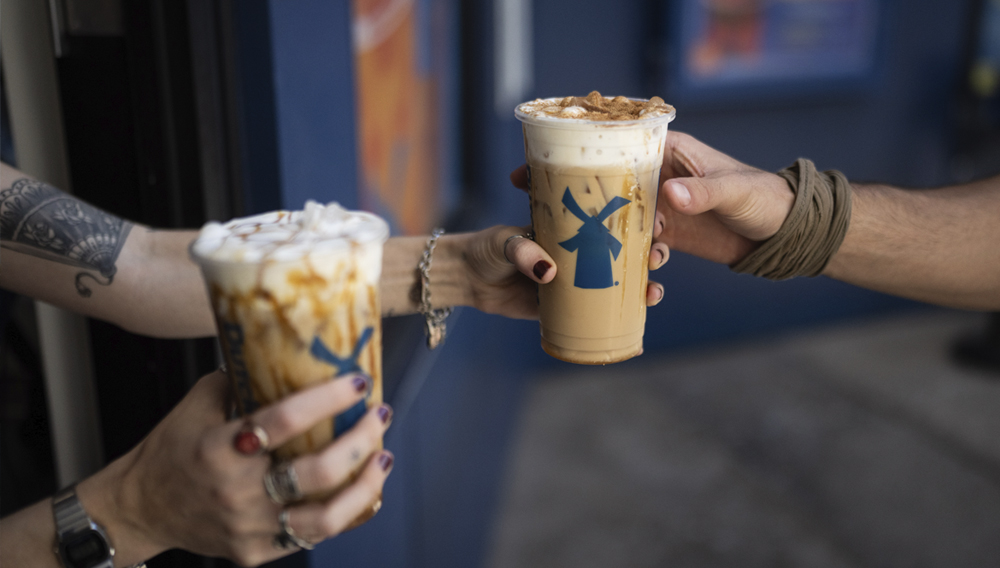 Dutch Bros drinks with Soft Top are displayed at a Dutch Bros Coffee shop in Los Angeles on Thursday, Sept. 3, 2026. (AP Photo/Jae C. Hong)